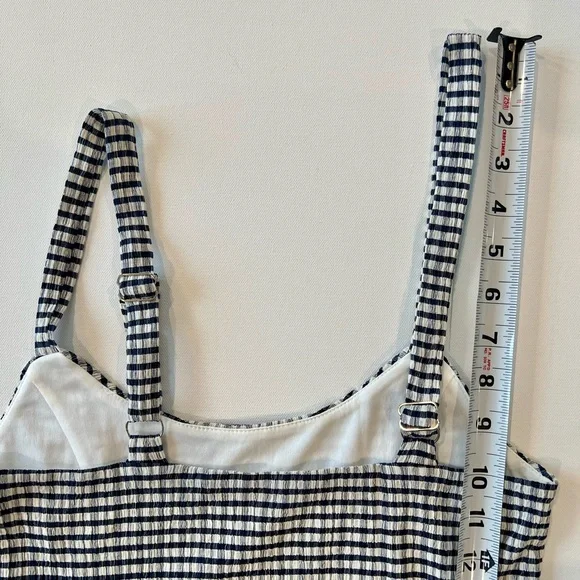 Lulu's Plaid White Navy Checkered Crop Top Cotton Blend Size Small - Picture 10 of 14